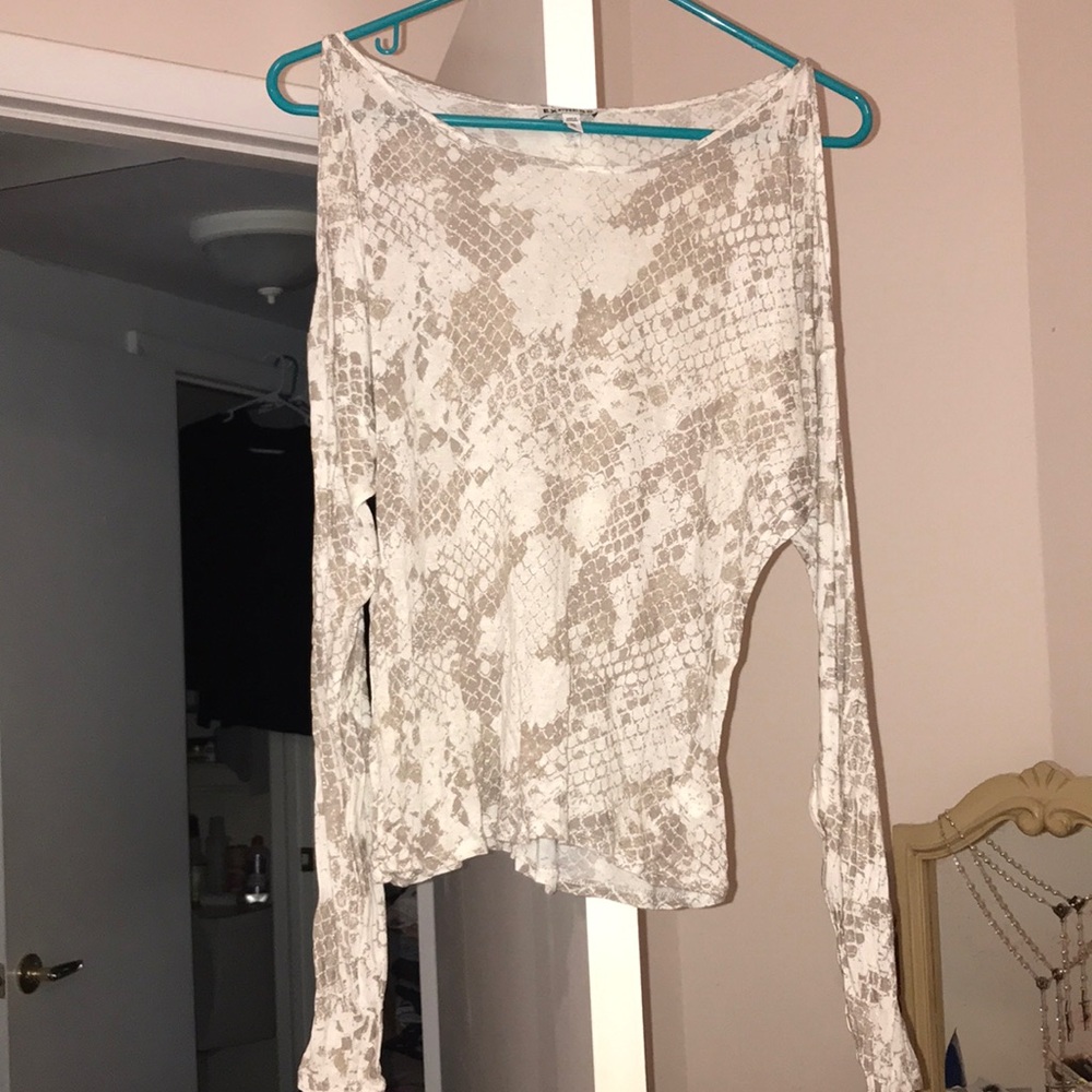 Cold Shoulder, Snakeskin Long Sleeved Top
